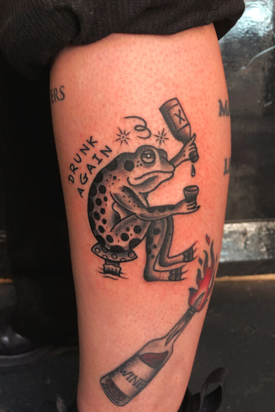 Mad Science Tattoo Albert Nijssen oldschool drunken frog